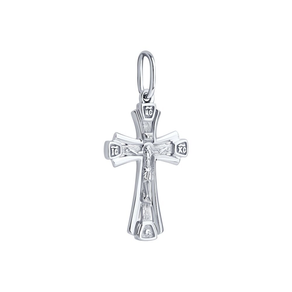 Купить Крест из белого золота "Спаси и Сохрани" (41552)