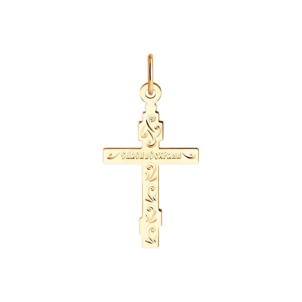 Купить Крест из красного золота "Спаси и Сохрани" (41566)