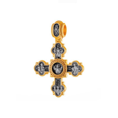 картинка Крест из серебра "Святые покровители" (42867) 