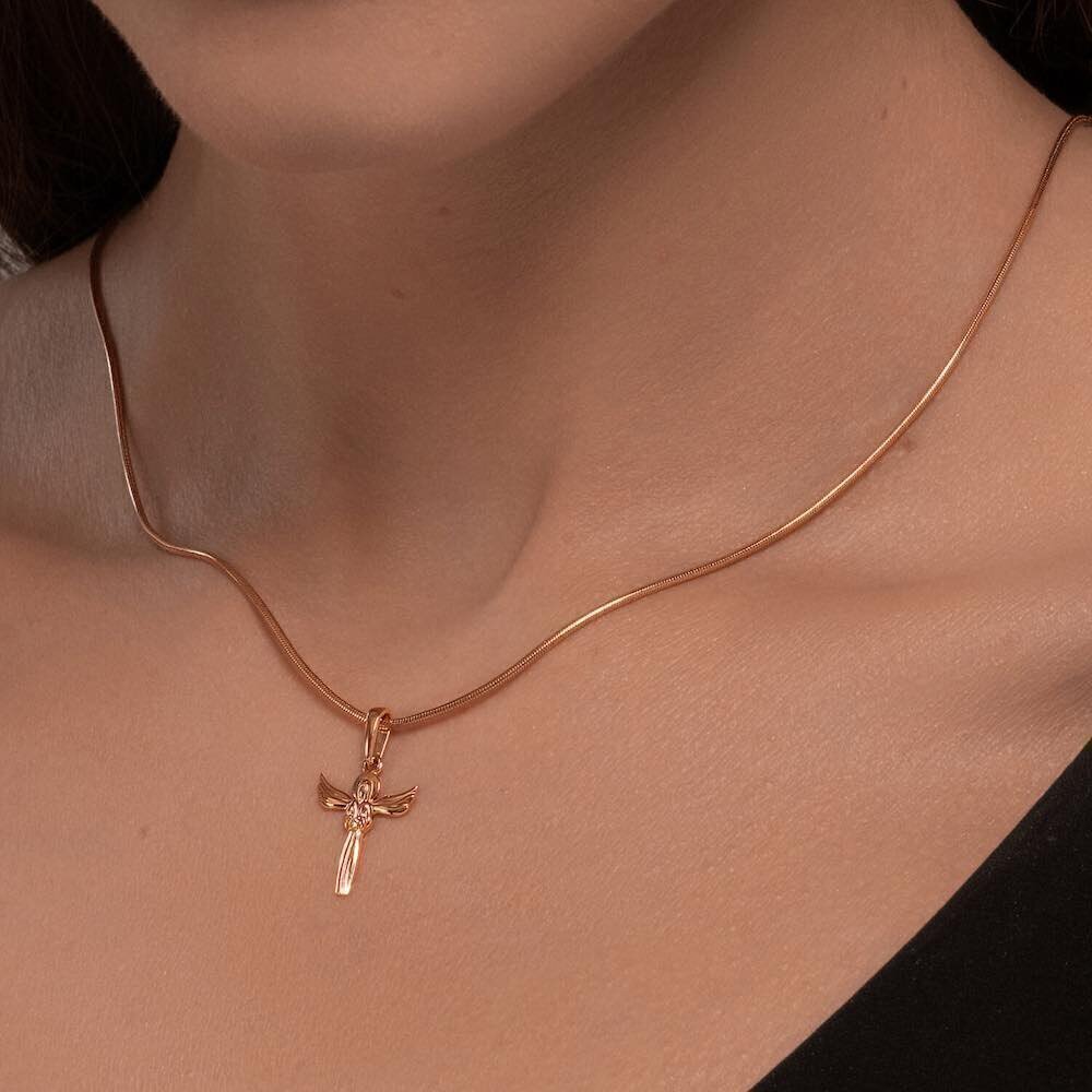 Купить Подвеска из красного золота "Ангел Хранитель" с фианитом (51090)