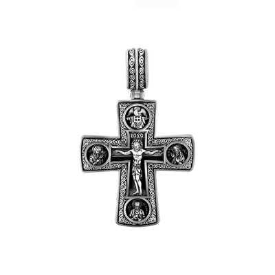 картинка Крест из серебра "Святые покровители" (42938)  