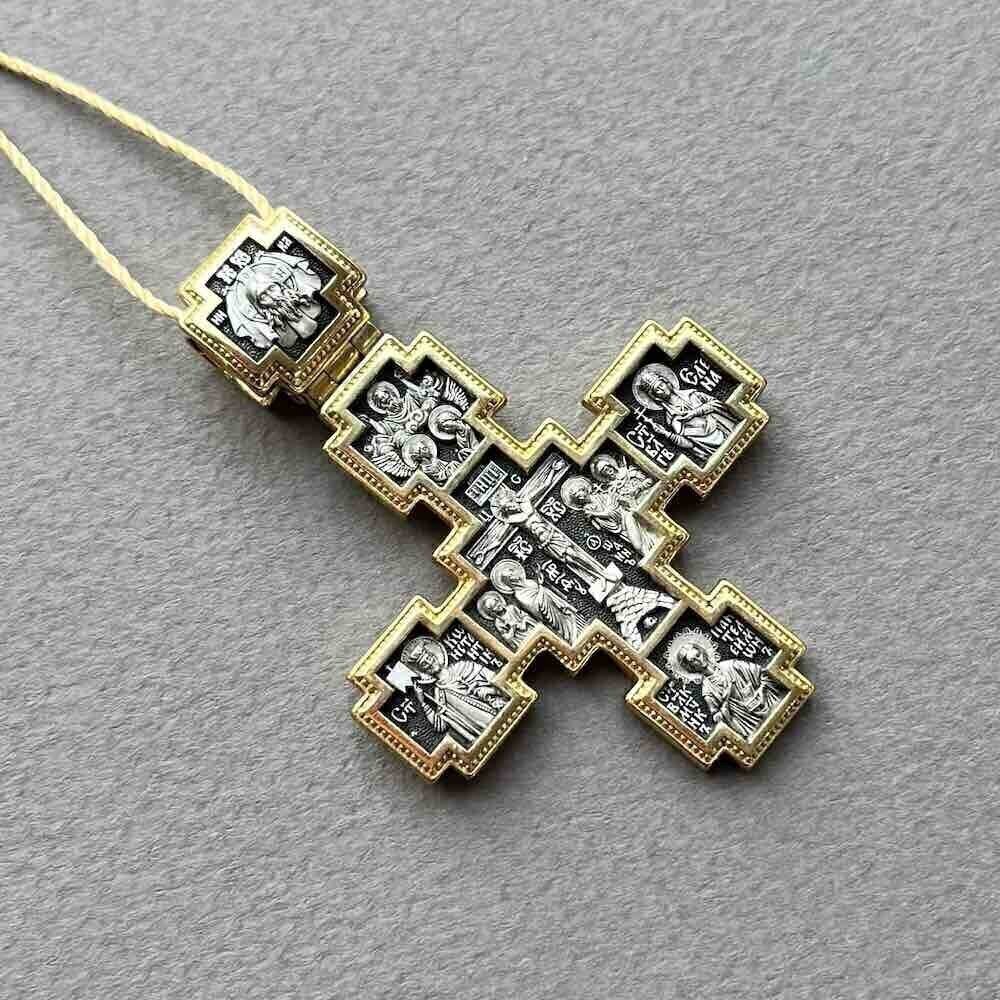 Купить Крест из серебра "Святые покровители" (42866)