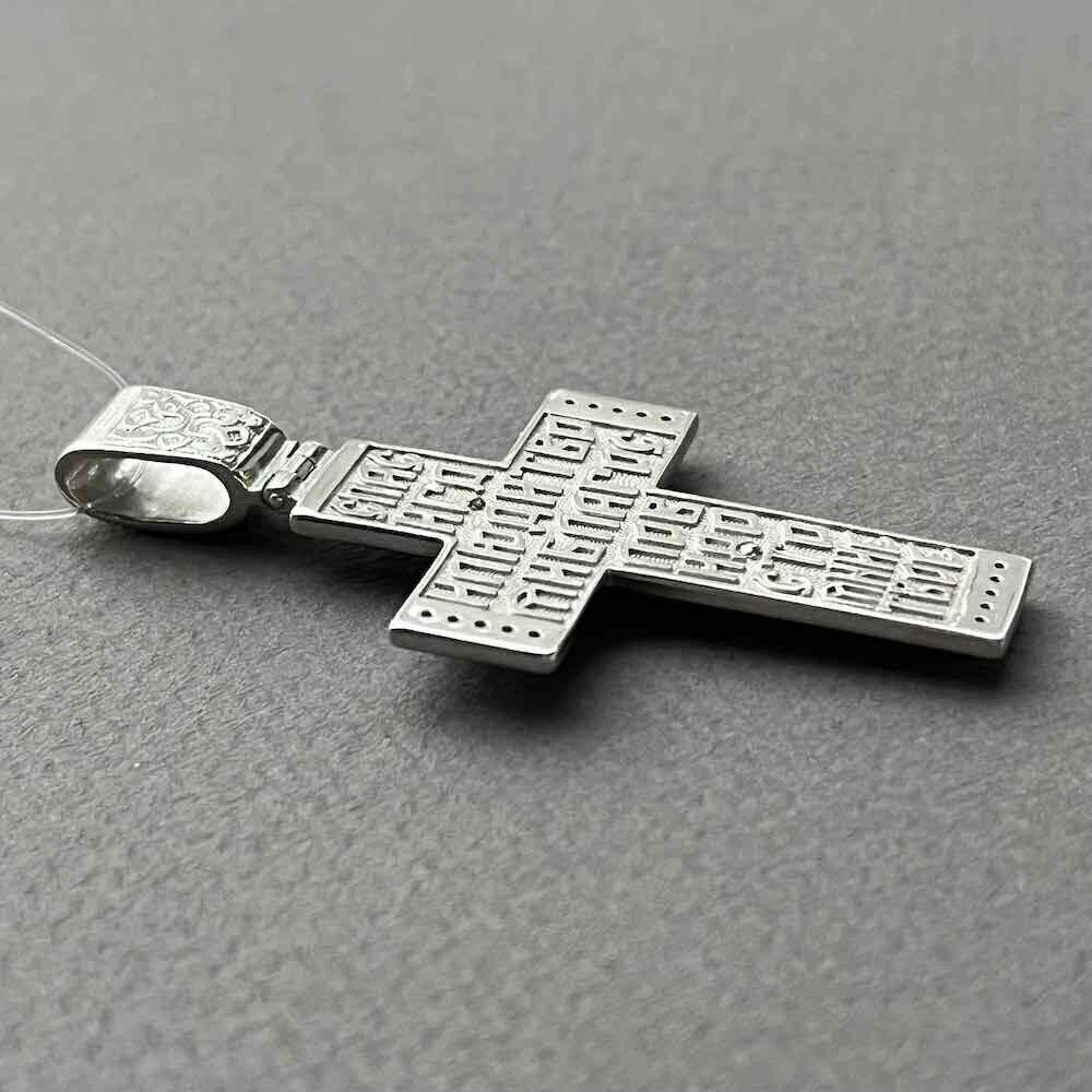 Купить Крест из серебра "Распятие Христа" с эмалью и фианитами (42979)