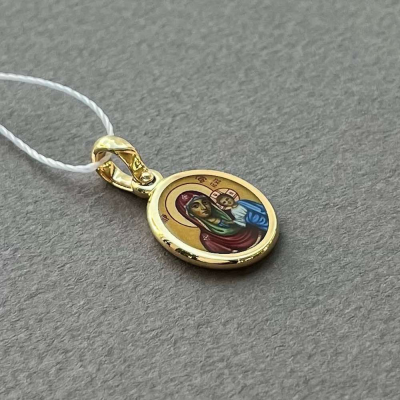 картинка Образ из желтого золота "Божия Матерь Казанская" с эмалью (51110) 