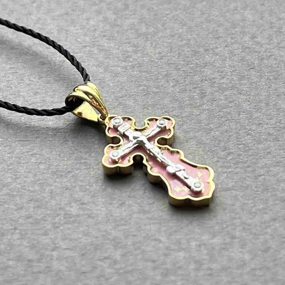 Купить Крест из желтого золота "Спаси и Сохрани" с бриллиантами (41368)