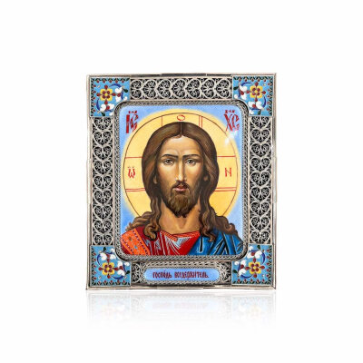 картинка Икона "Господь Вседержитель" эмаль финифть (21037) 
