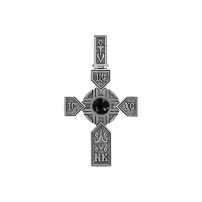 картинка Крест из серебра с ониксом (42580) 