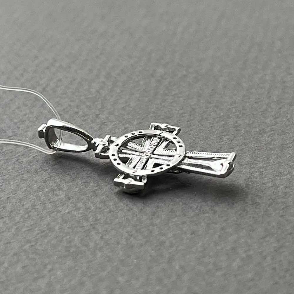 Купить Крест из белого золота "Спаси и Сохрани" с бриллиантами (41538)