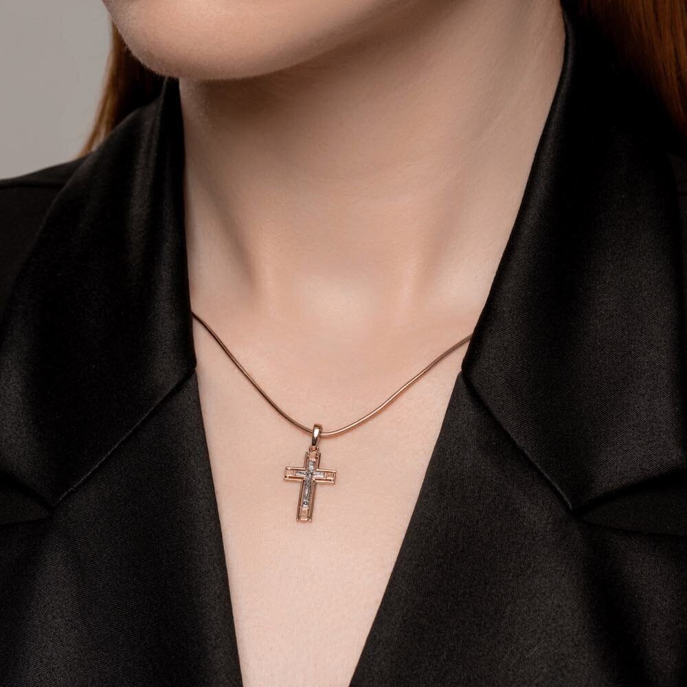 Купить Крест из красного золота "Спаси и Сохрани" (41564)