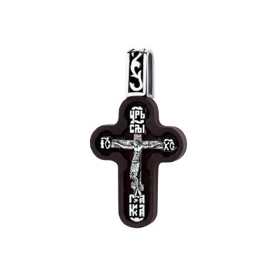 картинка Крест из дерева граб и серебра "Спаси и Сохрани" (42668) 