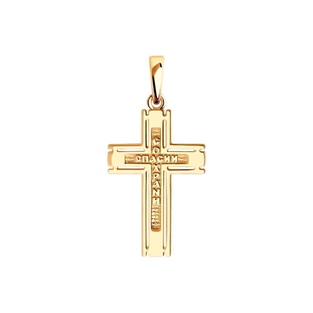 Купить Крест из красного золота "Спаси и Сохрани" (41564)