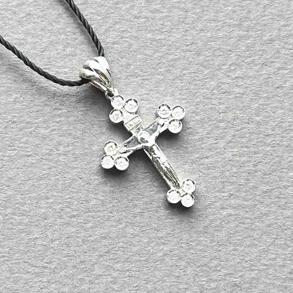 Купить Крест из белого золота "Спаси и Сохрани" с бриллиантами (41535)