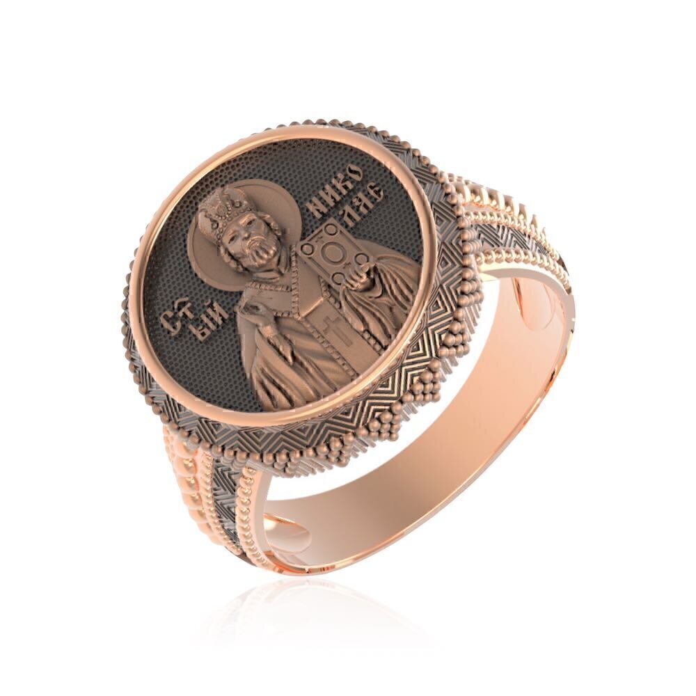 Купить Кольцо из красного золота "Святой Николай Чудотворец" (6093)