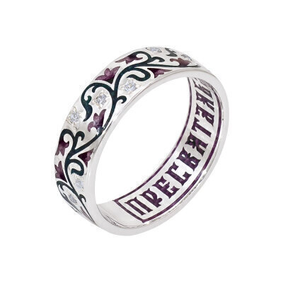 картинка Кольцо из серебра "Канон к Пресвятой Богородице" с эмалью (32374) 