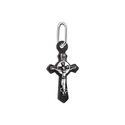 картинка Крест из серебра и дерева граб "Распятие Христа" (42691) 