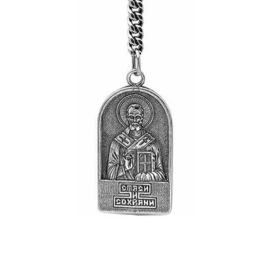 картинка Брелок из серебра "Святой Николай Чудотворец" (81051) 