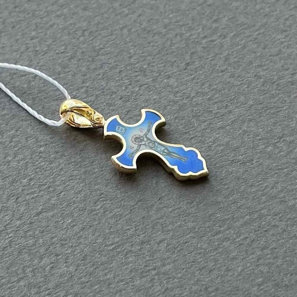 Купить Крест из желтого золота "Спаси и Сохрани" с эмалью (41541)