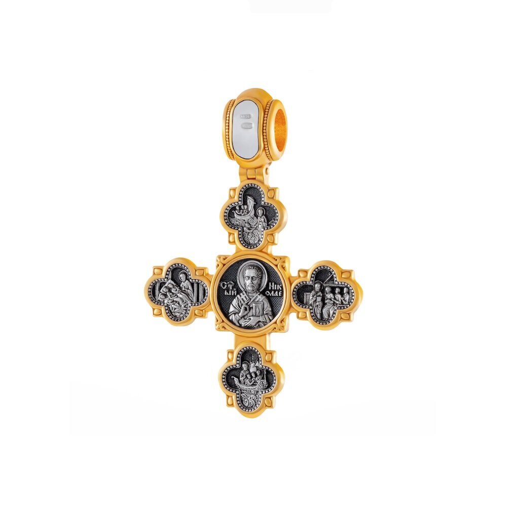 Купить Крест из серебра "Святые покровители" (42867)