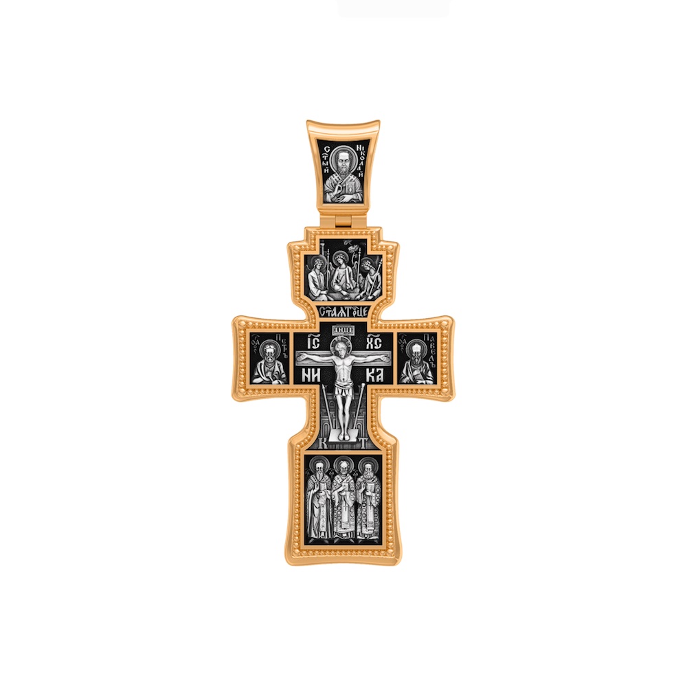 Купить Крест из серебра "Святые покровители" (42854)