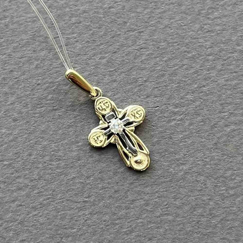 Купить Крест из желтого золота с бриллиантом (41531)