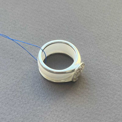 картинка Кольцо разборное из серебра "НИКА" вставка керамика (32379) 