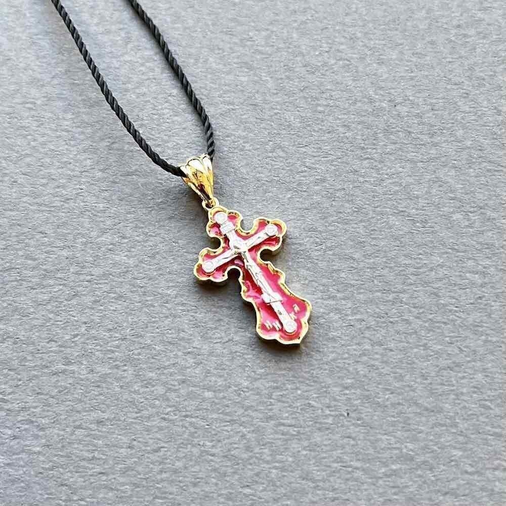 Купить Крест из желтого золота "Спаси и Сохрани" с бриллиантами (41369)