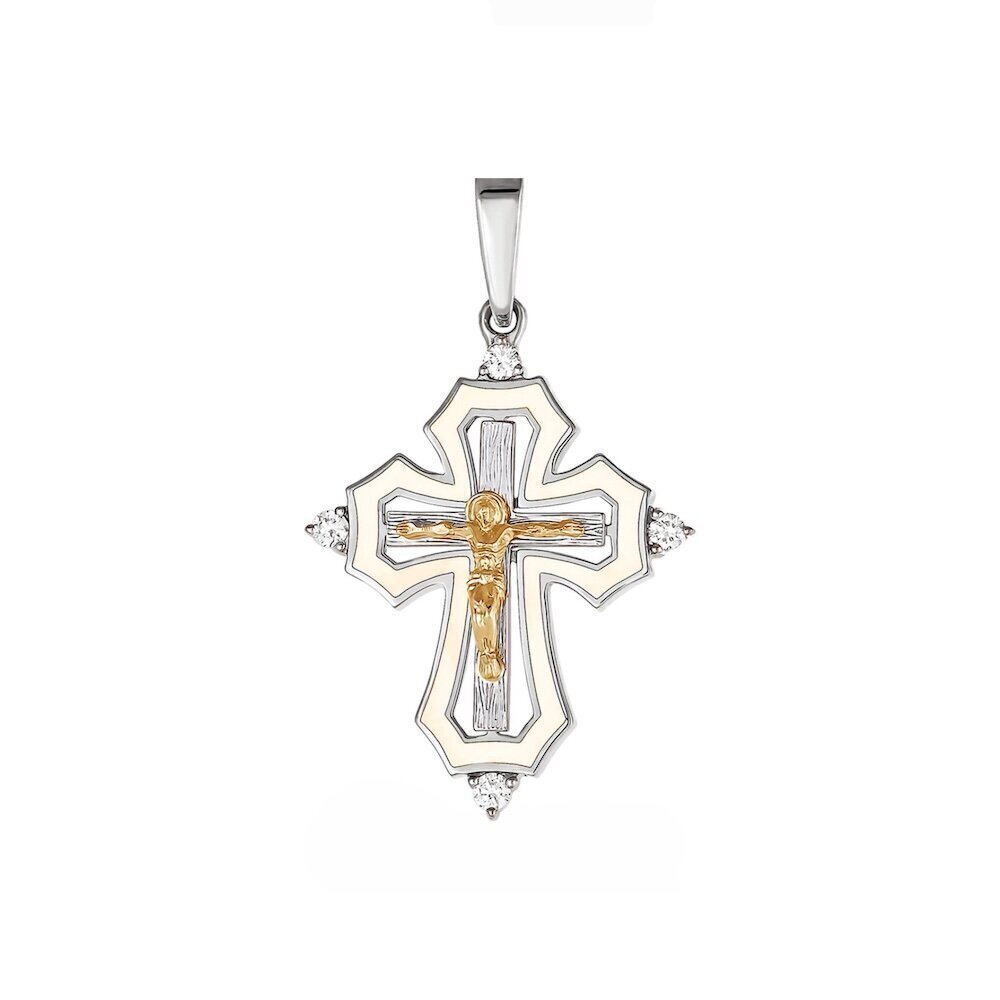 Купить Крест из серебра "Спаси и Сохрани" с фианитами (42982)