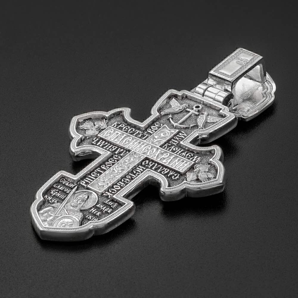 Купить Крест из серебра "Святые покровители" (42905)