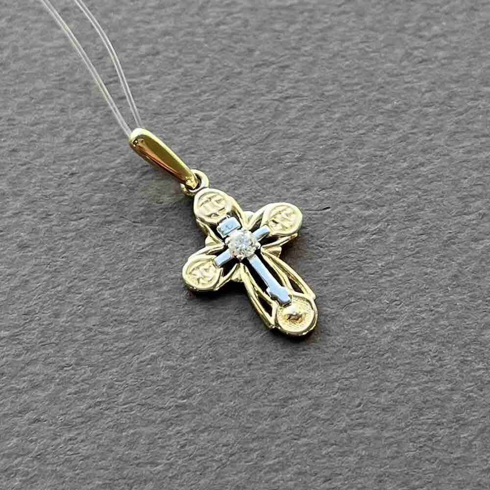 Купить Крест из желтого золота с бриллиантом (41531)