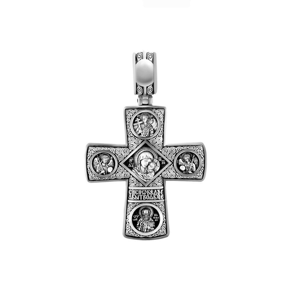 Купить Крест из серебра "Святые покровители" (42938) 