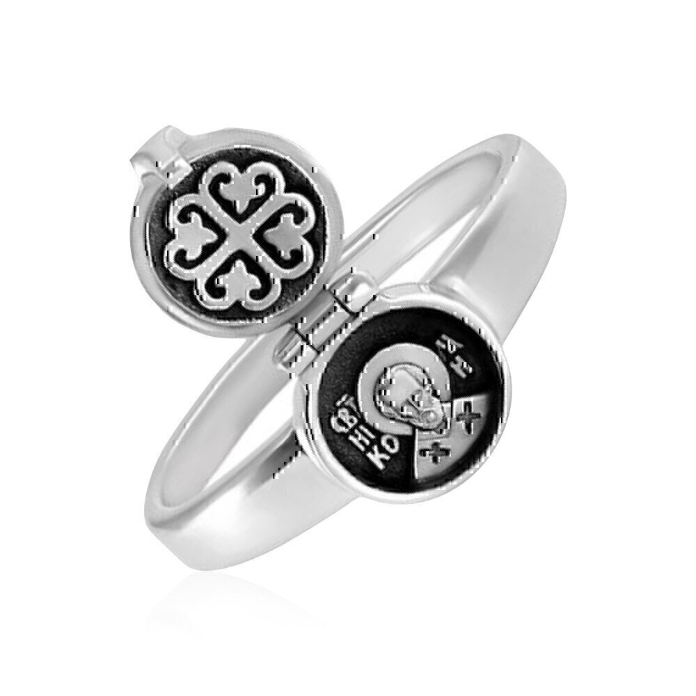 Купить Кольцо складень из серебра "Святой Николай Чудотворец" (65023)