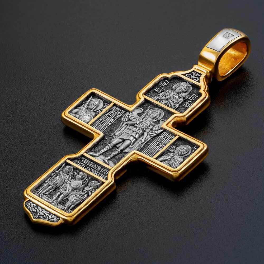 Купить Крест из серебра "Святые покровители" (42865)