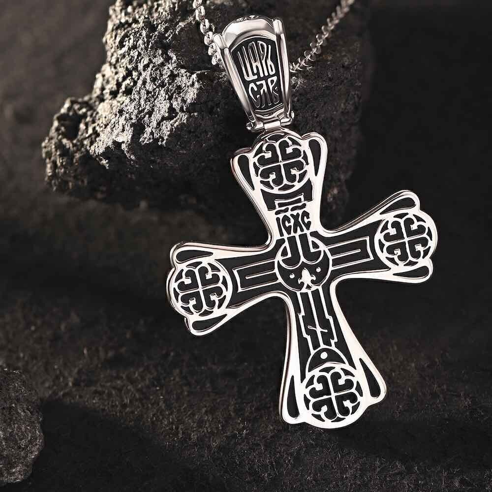 Купить Крест из серебра с узором (42760)