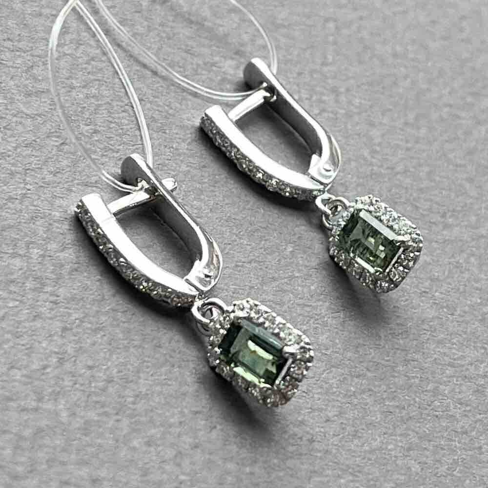 Купить Серьги из белого золота с турмалином и бриллиантами (71021)