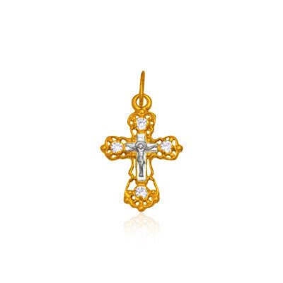 картинка Крест из желтого золота с фианитами (2461) 
