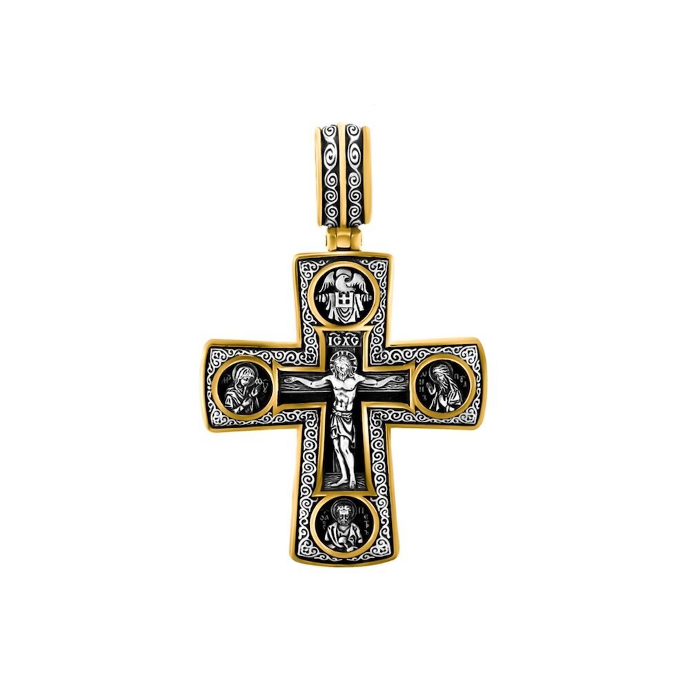 Купить Крест из серебра "Святые покровители" (42879)