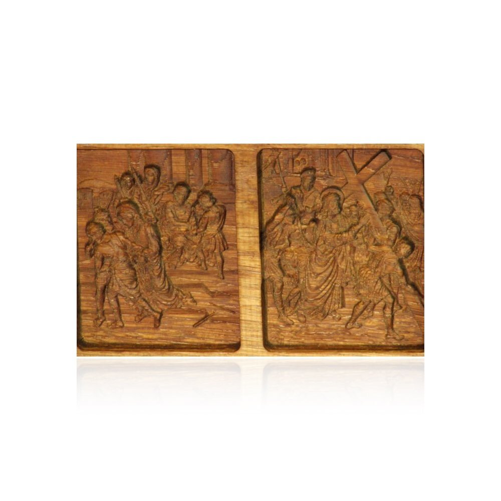 Купить Полка для икон двухъярусная "Страсти Христовы" мореный дуб (82281)