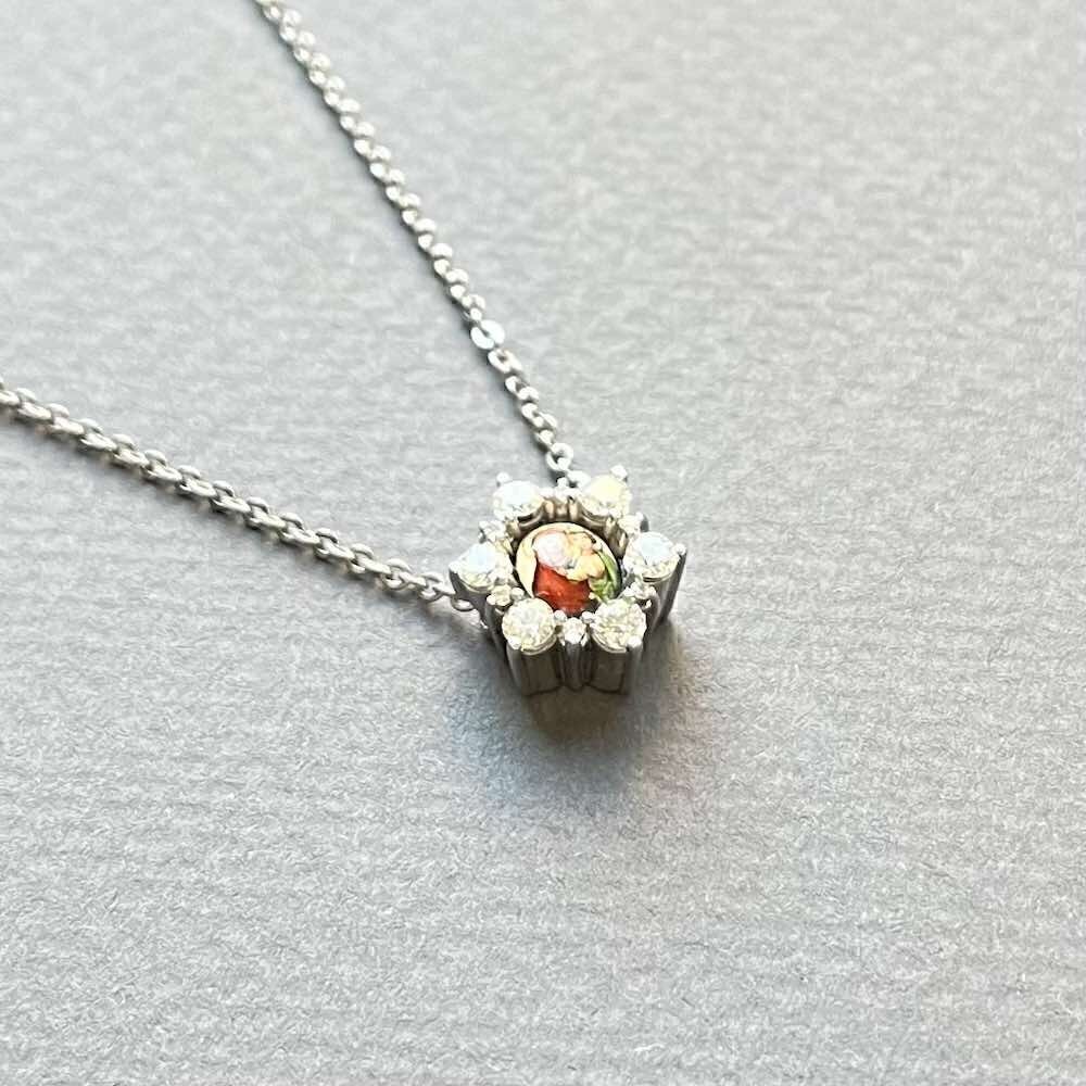 Купить Образ из белого золота "Божия Матерь Казанская" с бриллиантами на цепочке (51070)