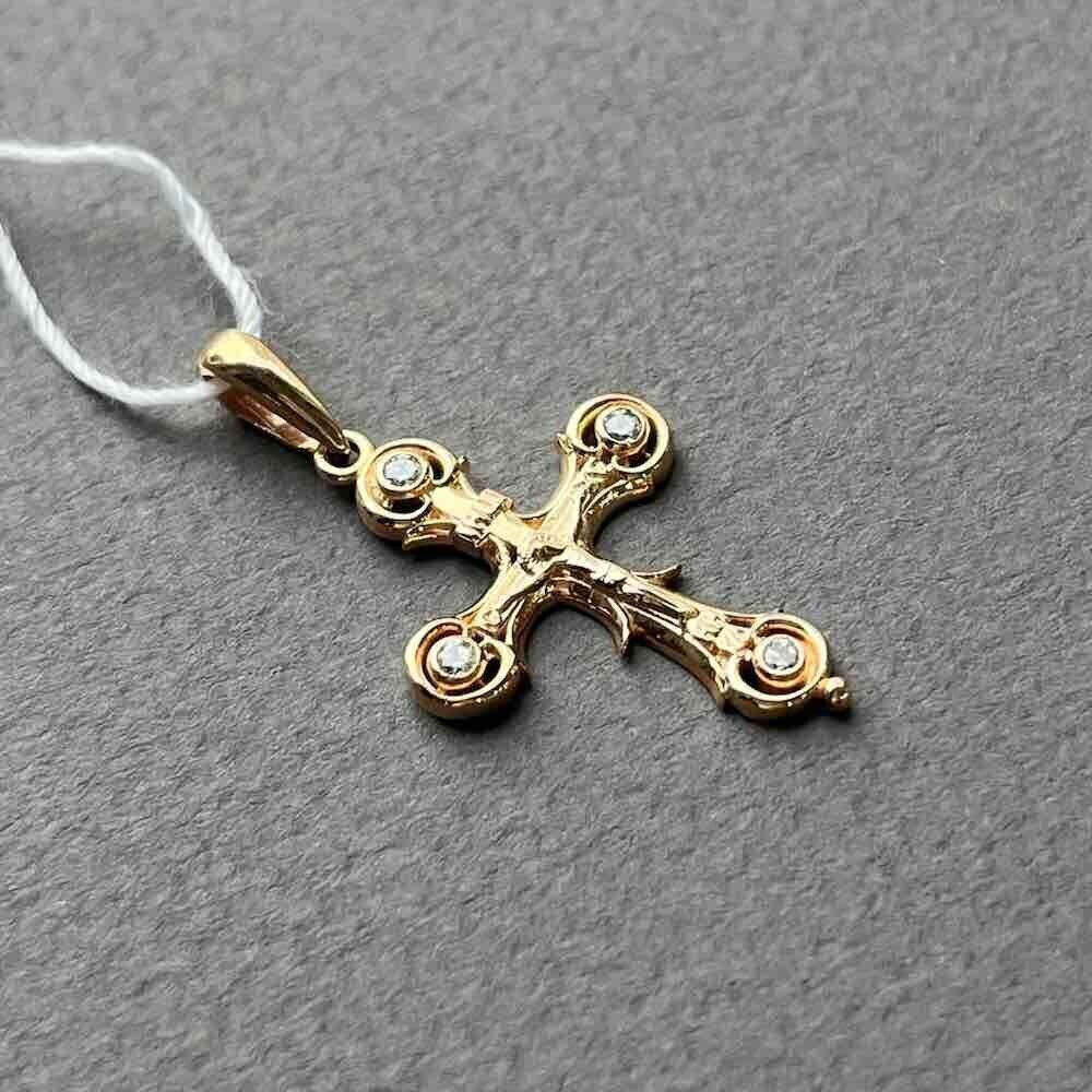 Купить Крест из красного золота "Спаси и Сохрани" с фианитами (41390)