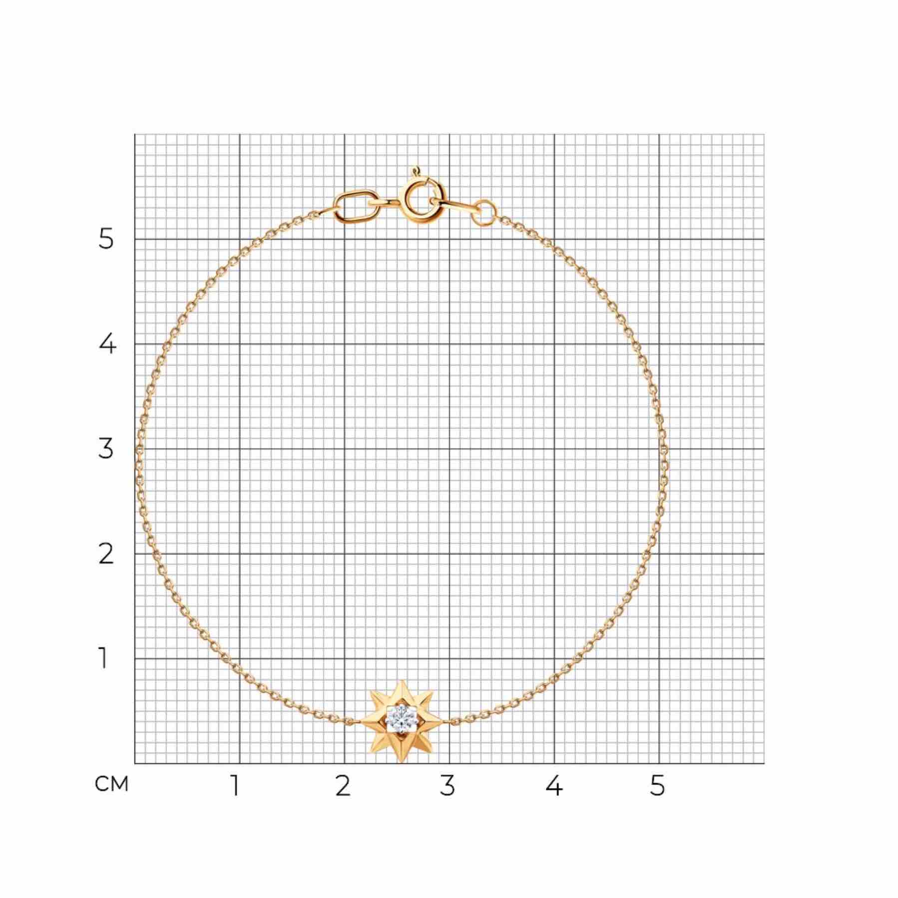 Купить Браслет из красного золота "Вифлиемская звезда" с фианитом (11012)