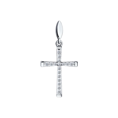 картинка Крест из белого золота с фианитами (41556) 