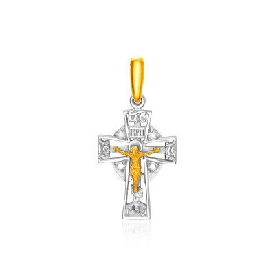 картинка Крест из желтого золота с бриллиантами (20085) 