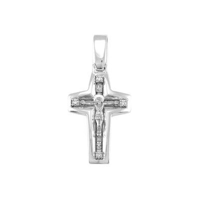 картинка Крест из белого золота "Спаси и Сохрани" с бриллиантами (41473) 