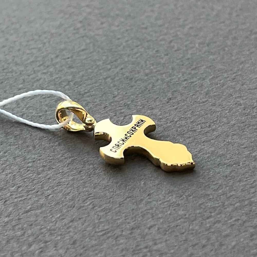 Купить Крест из желтого золота "Спаси и Сохрани" с эмалью (41541)