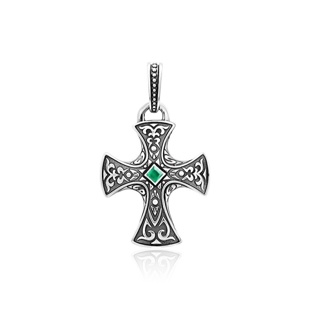 Купить Крест из серебра "Спаси и Сохрани" с агатом (98334)