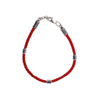 картинка Браслет из шнурка и серебра "Спаси и Сохрани" (12208) 