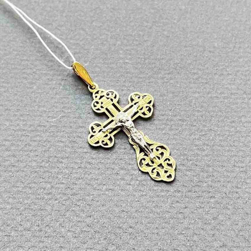 Купить Крест из желтого золота "Спаси и Сохрани" (41008)