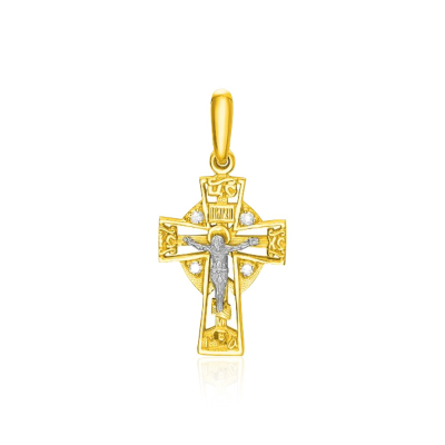 картинка Крест из желтого золота с бриллиантами (41109) 