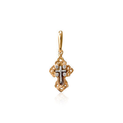 картинка Крест из красного золота с бриллиантами (41079) 