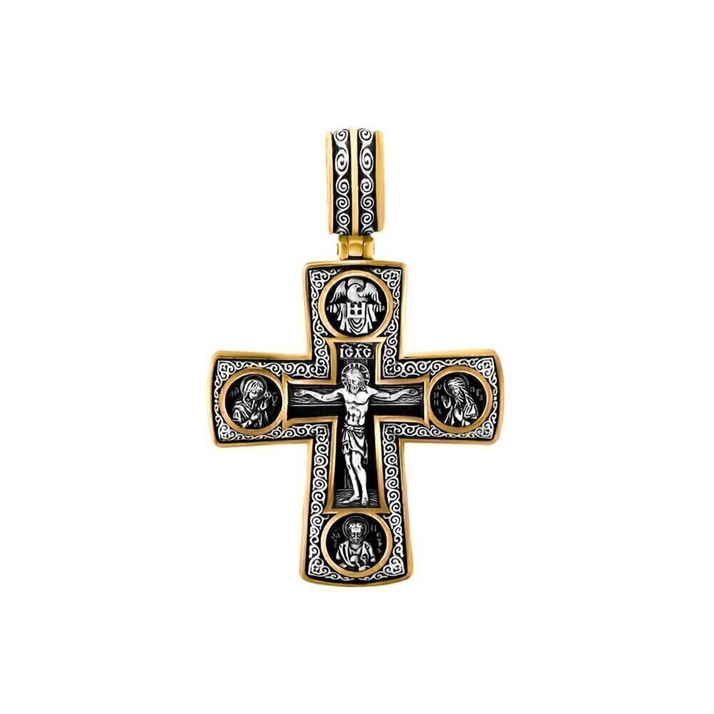 Купить Крест из серебра "Святые покровители" (42879)